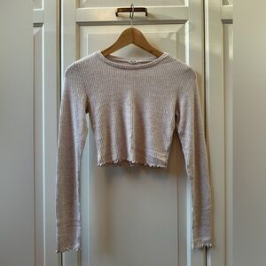 VINTAGE GARAGE RUFFLED CROPPED LONG SLEVE